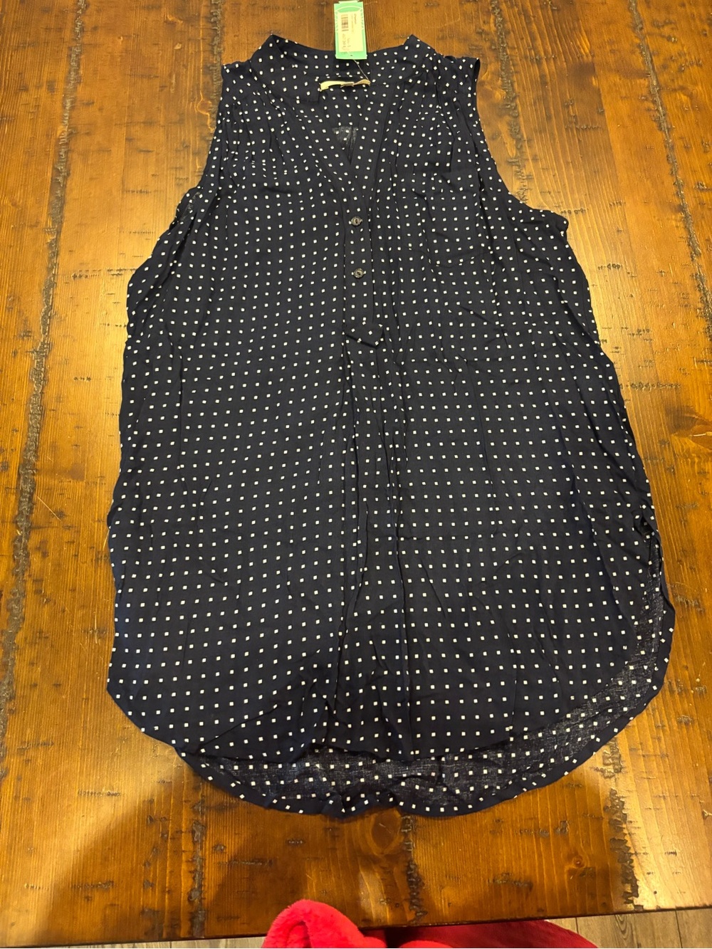 41 Hawthorn Navy Sleeveless Polka Dot Blouse